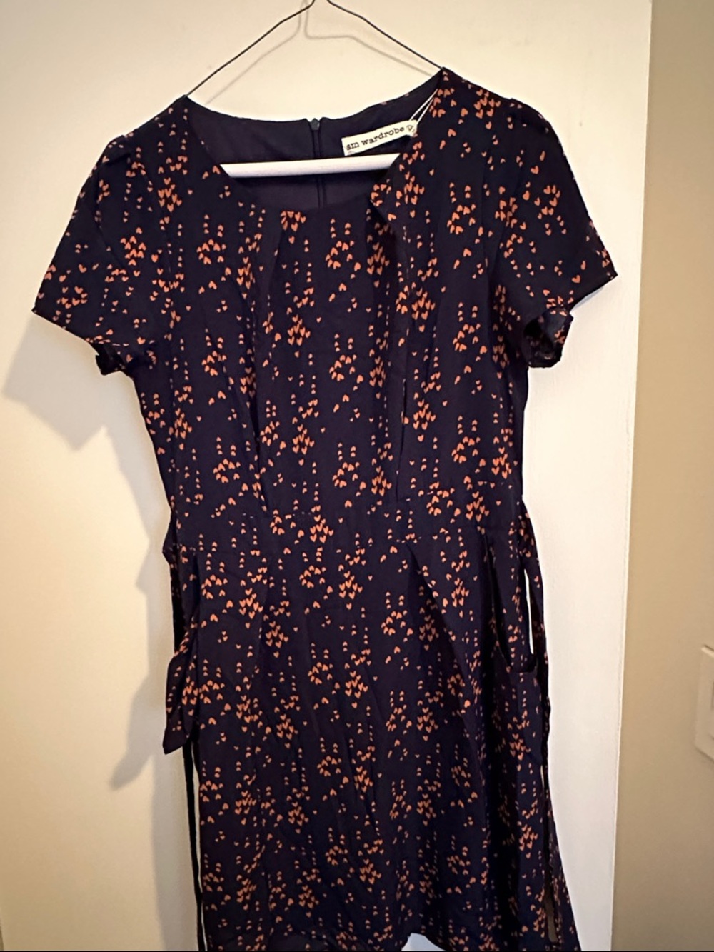 Navy Mini Dress with Pink Hearts